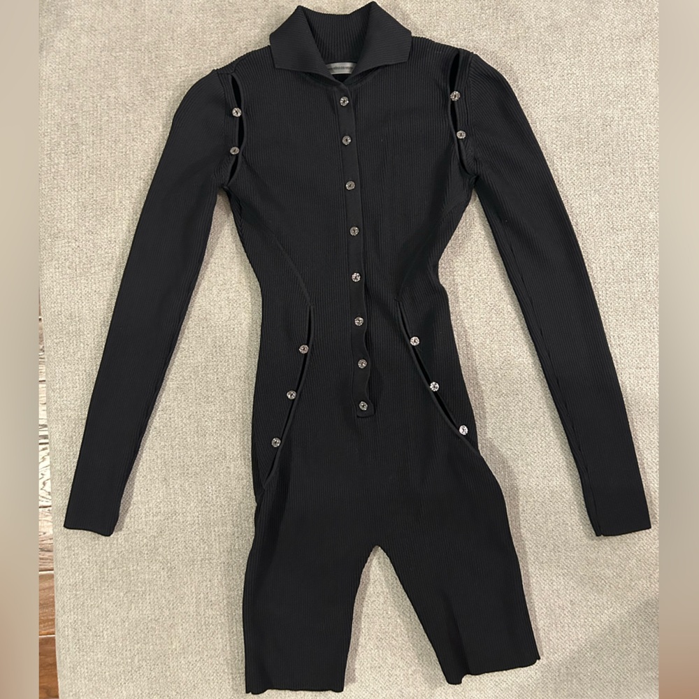 Maniere De Voir Black Button Down Cutout Playsuit